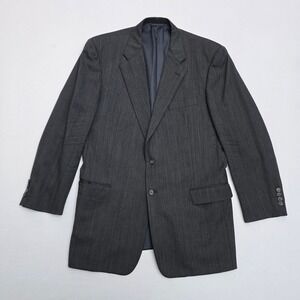 Hickey Freeman Nordstrom Mens 44L Blazer Wool Pinstripe Charcoal Grey Sport Coat
